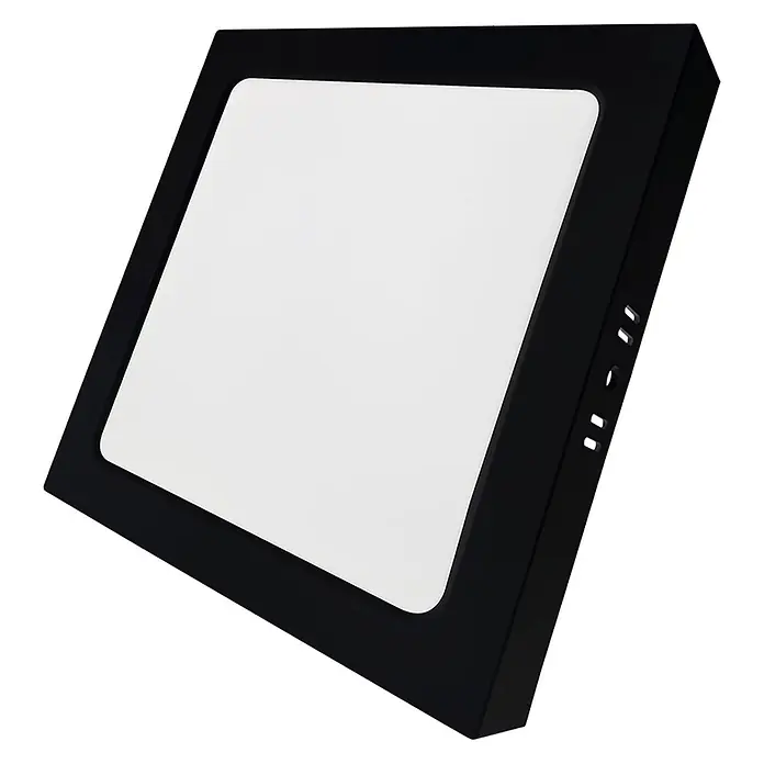 Luxula LED-Wand- & Deckenleuchte Aufbauleuchte 18W IP44-Geschützt 1800lm -  - Quadratische schwarze LED-Panel-Leuchte mit weißer Diffusorfläche.