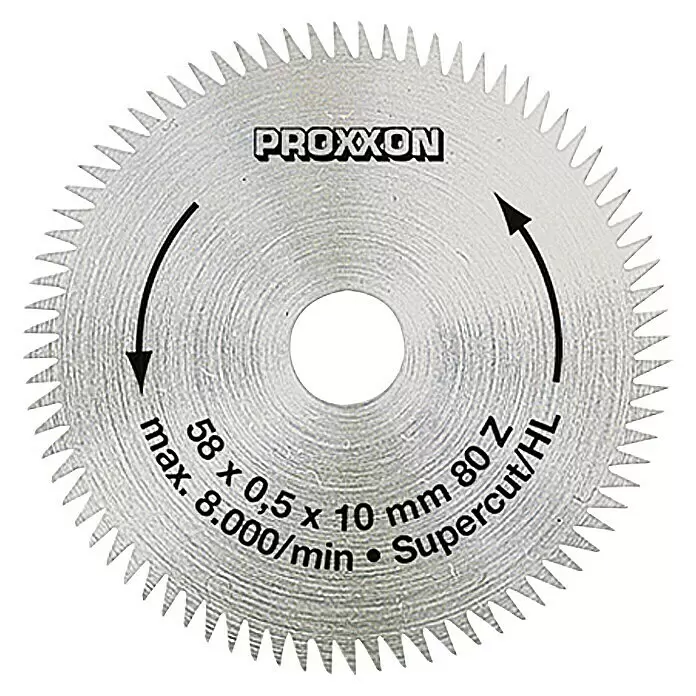 Proxxon Kreissägeblatt Super Cut No 28014Durchmesser: 58 mm, Durchmesser Aufnahmebohrung: 10 mm, Chrom-Vanadium-Stahl Front View