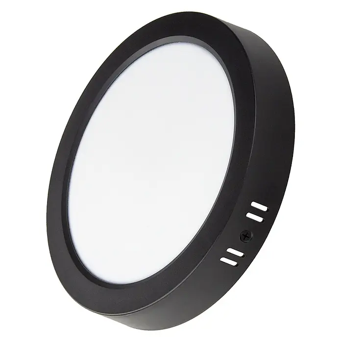 Luxula LED-Wand- & Deckenleuchte Aufbauleuchte 6W IP44-Geschützt 600lm -  - Schwarze runde LED-Deckenleuchte mit weißem Diffusor, zur Oberflächenmontage.