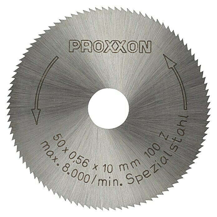 Proxxon Kreissägeblatt 28020Durchmesser: 50 mm, Durchmesser Aufnahmebohrung: 10 mm, Hochvergüteter Spezialstahl Front View