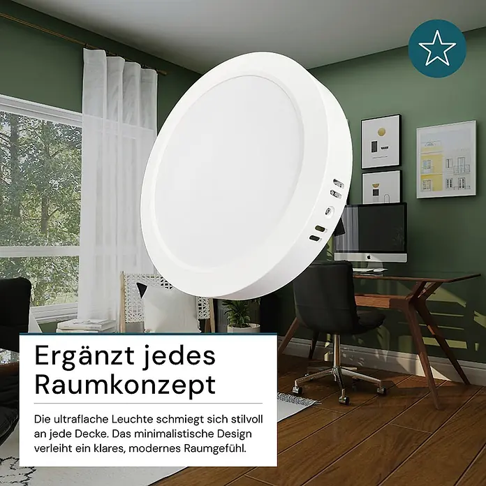 Luxula LED-Wand- & Deckenleuchte Aufbauleuchte 18W IP44-Geschützt 1800lm -  - Runde, weiße, ultraflache Deckenleuchte. Ihr minimalistisches Design ergänzt jedes Raumkonzept.