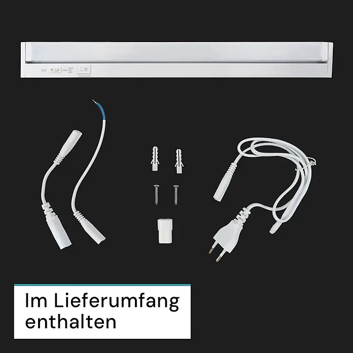 Luxula LED-Unterbauleuchte - Lichtfarbe: Mehrfarbig, 12 W - Weißes LED-Lichtband mit Kabeln, Netzteil, Schrauben und Dübeln zur kompletten Installation.