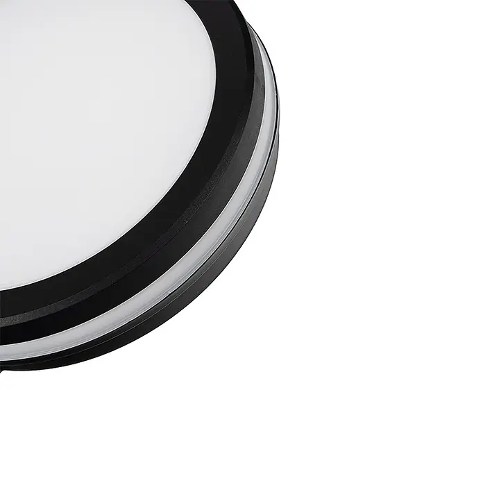 Luxula LED-Deckenleuchte rund - 30 W, Schwarz, Mehrfarbig - Runde LED-Deckenleuchte mit schwarzem Rahmen und weißem Diffusor.