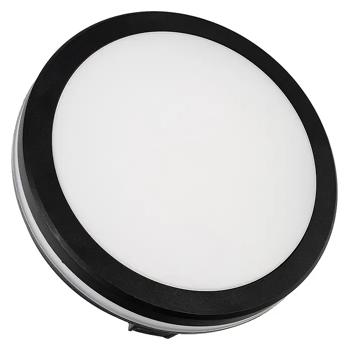 Luxula LED-Deckenleuchte rund - 30 W, Schwarz, Mehrfarbig - Runde LED-Deckenleuchte mit schwarzem Rahmen und weißer Diffusorplatte.