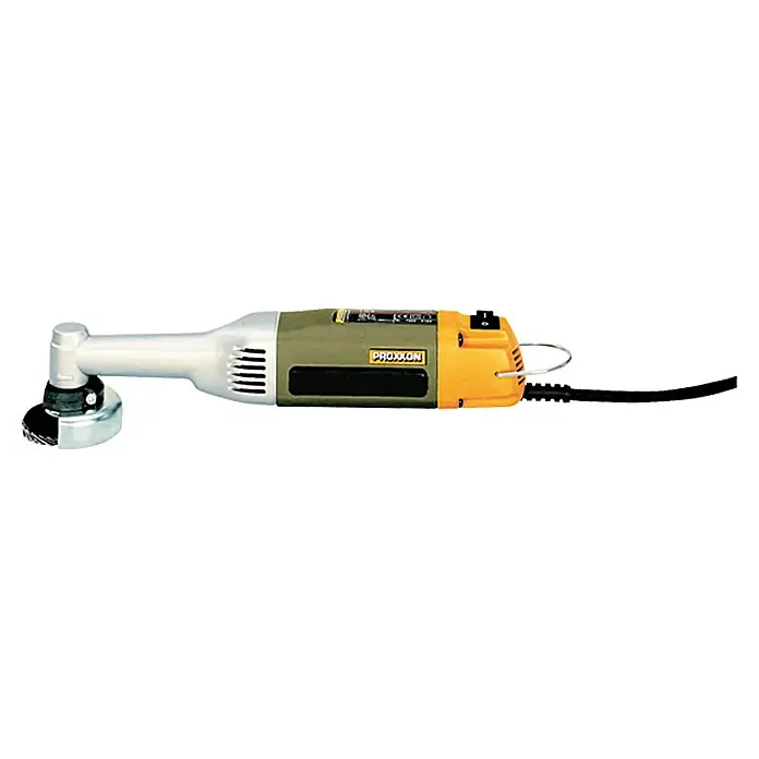 Proxxon Micromot Langhals-Winkelschleifer LHW - 100 W - Ein Proxxon-Winkelschleifer, ideal zum Schleifen und Polieren auf engstem Raum, präsentiert auf neutralem Hintergrund.