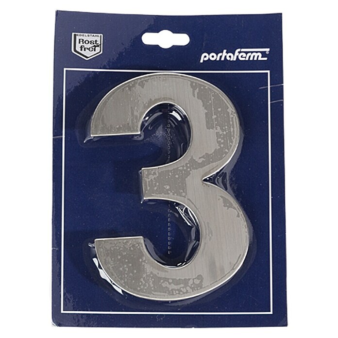 Portaferm Kućni broj 3 (Visina: 15 cm, Plemeniti čelik, Motiv: 3)