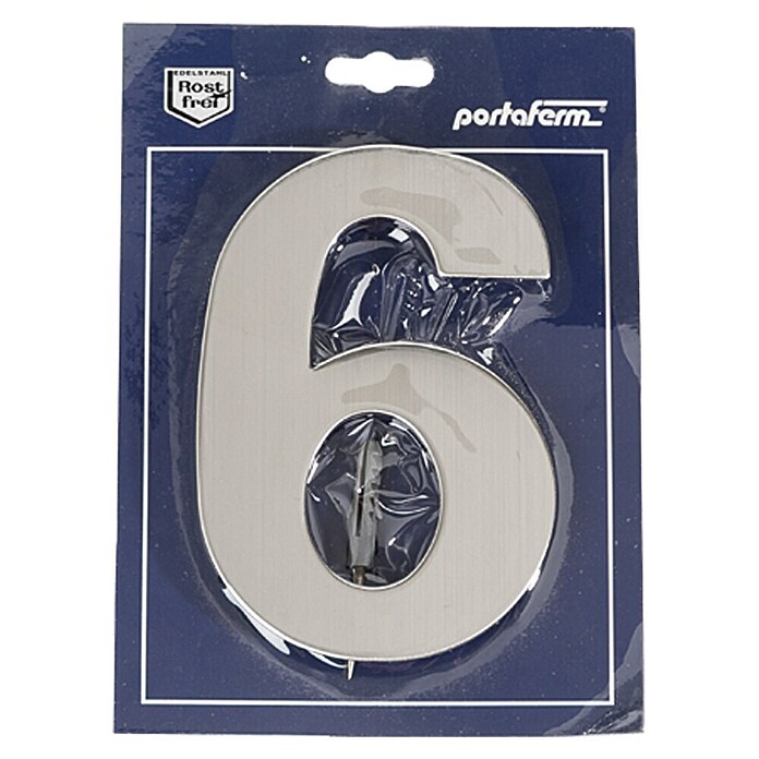 Portaferm Kućni broj 6 (Visina: 15 cm, Plemeniti čelik, Motiv: 6)