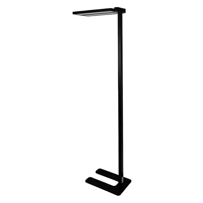 Luxula LED-Stehleuchte Bürostehleuchte 120W 8500lm Stehlampe Up- Downlight -  - Schwarze LED-Stehlampe mit flachem, rechteckigem Leuchtenkopf und U-förmigem Sockel.