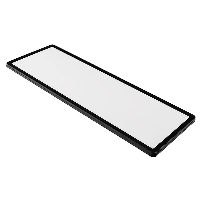 Luxula LED-Deckenleuchte - 24 W, Schwarz, Mehrfarbig - Weißes rechteckiges Paneel mit schwarzem Rahmen, geeignet als Rohling für Schilder oder Nummernschilder.