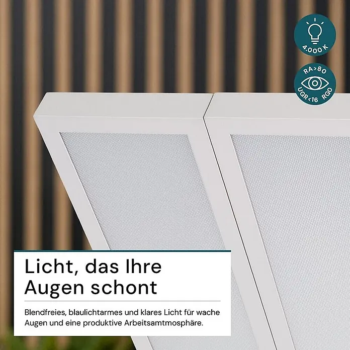 Luxula LED-Stehleuchte Bürostehleuchte 120W 8500lm Stehlampe Up- Downlight -  - Weißes LED-Lichtpaneel mit feinem Rasterdiffusor, blendfreies, augenschonendes Licht für produktive Arbeitsatmosphäre.