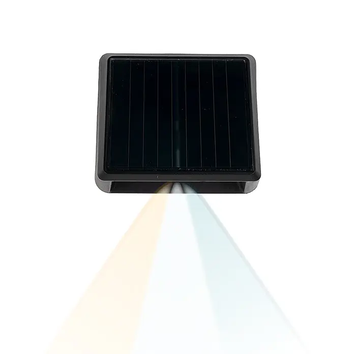 Luxula Solar-Außenwandleuchte - Schwarz, IP54 - Quadratische dunkelgraue Solarleuchte, die warmes und kaltes Licht abgibt.