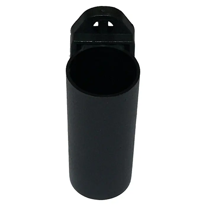 Küpper Systemhalter - Höhe: 30 mm, 2 -tlg. - Schwarzer Gerätehalter mit zylindrischem Design und Befestigungselement, ideal für Werkzeuge oder kleine Gegenstände.