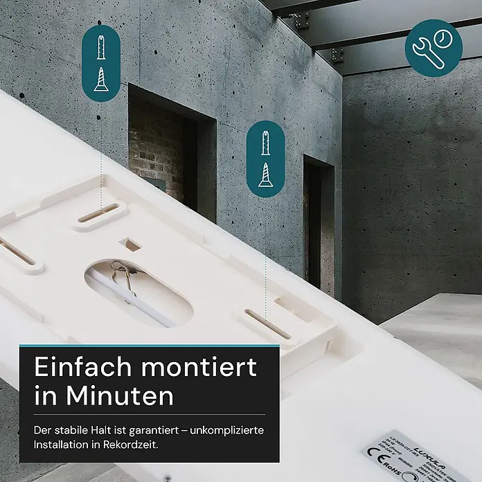 Luxula LED-Deckenleuchte - 24 W, Weiß, Mehrfarbig - Weiße Kunststoff-Montageplatte mit Schlitzen für einfache Schraub- und Dübelinstallation.