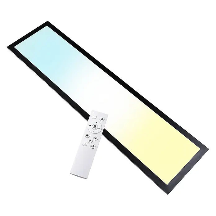 Luxula LED-Deckenleuchte - 40 W, Schwarz, Mehrfarbig - Rechteckige LED-Lichtplatte mit Farbverlauf von kühl zu warmweiß, inklusive weißer Fernbedienung.