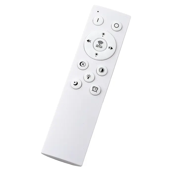 Luxula LED-Deckenleuchte - 40 W, Schwarz, Mehrfarbig - Weiße Fernbedienung mit Lichttasten für Ein/Aus, Helligkeit, Farbtemperatur und Modusauswahl.