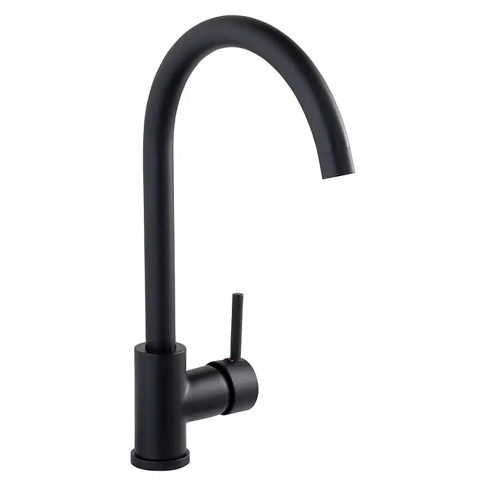 Schöner Wohnen Hohe Waschtischarmatur Cantis Wassersparend Mattschwarz -  - Mattschwarze Küchenarmatur mit hohem, gebogenem Auslauf und Einhebelgriff.