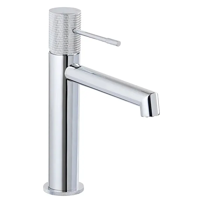 SCHÖNER WOHNEN-Kollektion Waschtischarmatur Kadia Auslaufhöhe 12,1 cm Chrom - Chrom, Glänzend - Hoher verchromter Einhebelmischer mit Rändeltextur am zylindrischen Griff und Sockel.