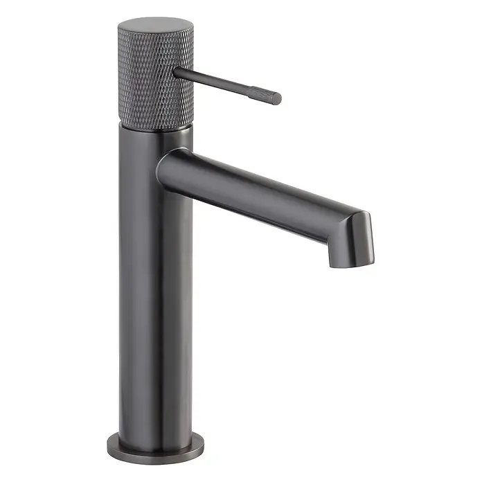 SCHÖNER WOHNEN-Kollektion Waschtischarmatur Kadia Auslaufhöhe 12,1 cm Industrial - Industrial, Seidenmatt - Eleganter dunkelgrauer Einhebelmischer mit texturierter Grifffläche und glattem, minimalistischem Auslauf.