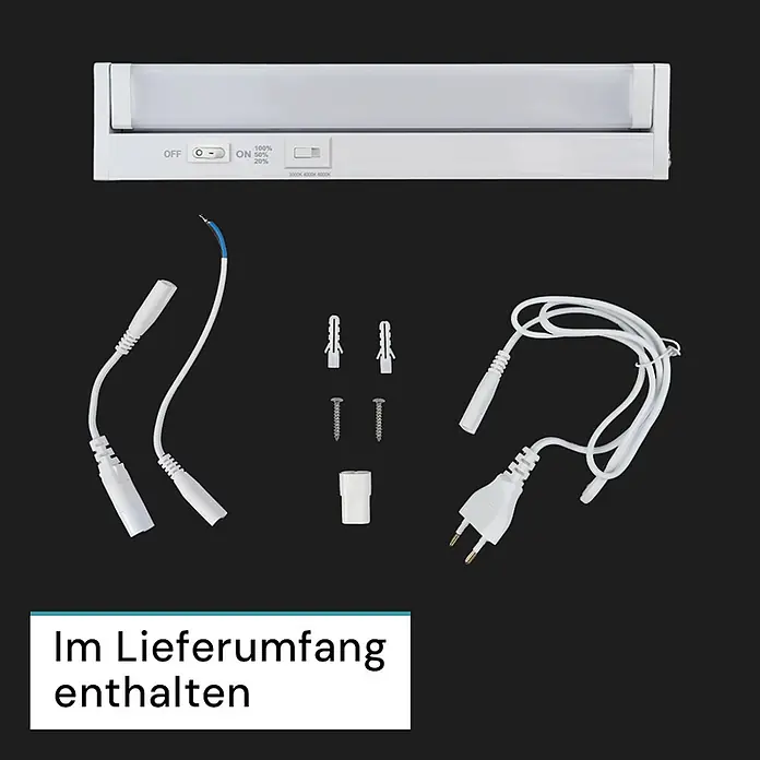 Luxula LED-Unterbauleuchte - Lichtfarbe: Mehrfarbig, 4 W - Weiße LED-Lichtleiste mit einstellbarer Helligkeit und Farbtemperatur, inkl. Netzkabel, Anschlusskabel und Montagematerial.