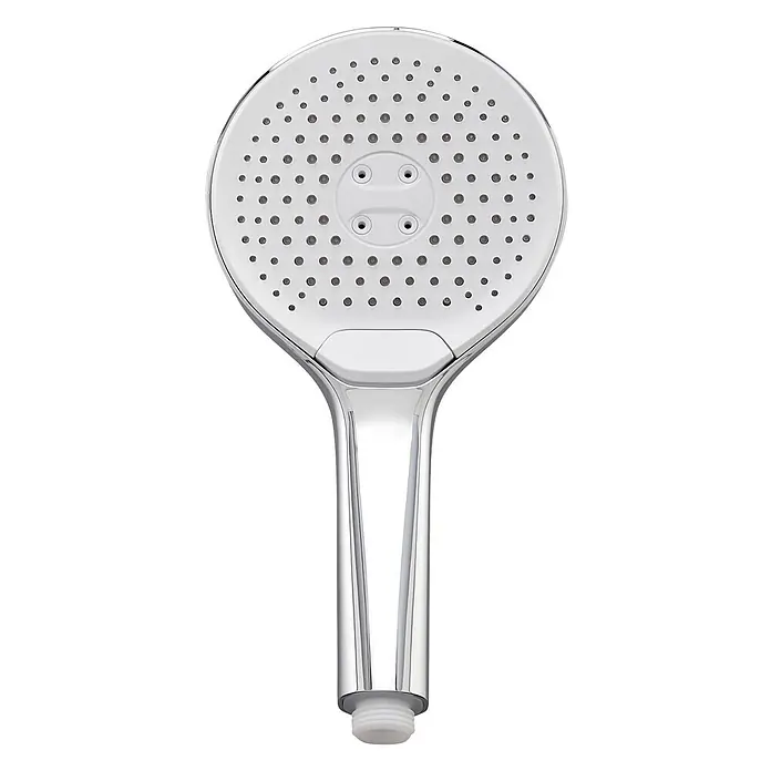 SCHÖNER WOHNEN-Kollektion Brausegarnitur Handbrause Glaia Wassersparend Chrom - Art Strahl: Regenstrahl, Regen-Mix-Strahl und Massagestrahl, Chrom - Verchromter und weißer Duschkopf mit verschiedenen Strahlarten für vielseitiges Duschen.