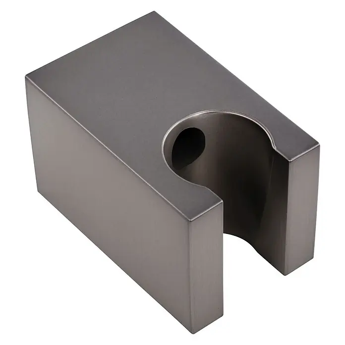 SCHÖNER WOHNEN-Kollektion Brausegarnitur Tesko mit Verdrehschutz 175 cm Industrial - Grau - Rechteckige Duschkopfhalterung aus satiniertem Nickel mit C-förmigem Schlitz.