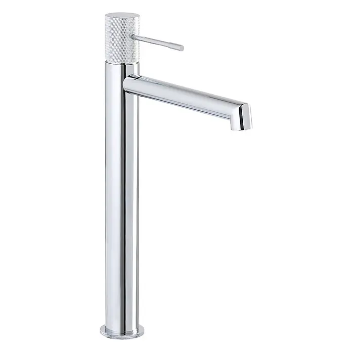 SCHÖNER WOHNEN-Kollektion Waschtischarmatur Kadia Auslaufhöhe 24,2 cm Chrom - Chrom, Glänzend - Hoher, verchromter Waschtischmischer mit gerändeltem Zylindergriff und flachem, rechteckigem Auslauf.