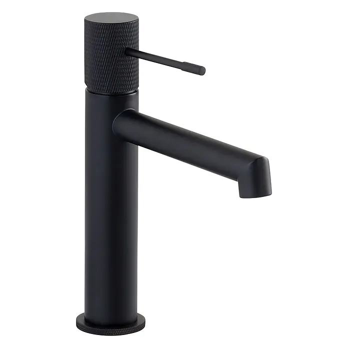 SCHÖNER WOHNEN-Kollektion Waschtischarmatur Kadia Auslaufhöhe 12,1 cm Mattschwarz - Mattschwarz, Seidenmatt - Mattschwarze Einhebel-Waschtischarmatur mit strukturiertem zylindrischem Griff und schlankem Auslauf.
