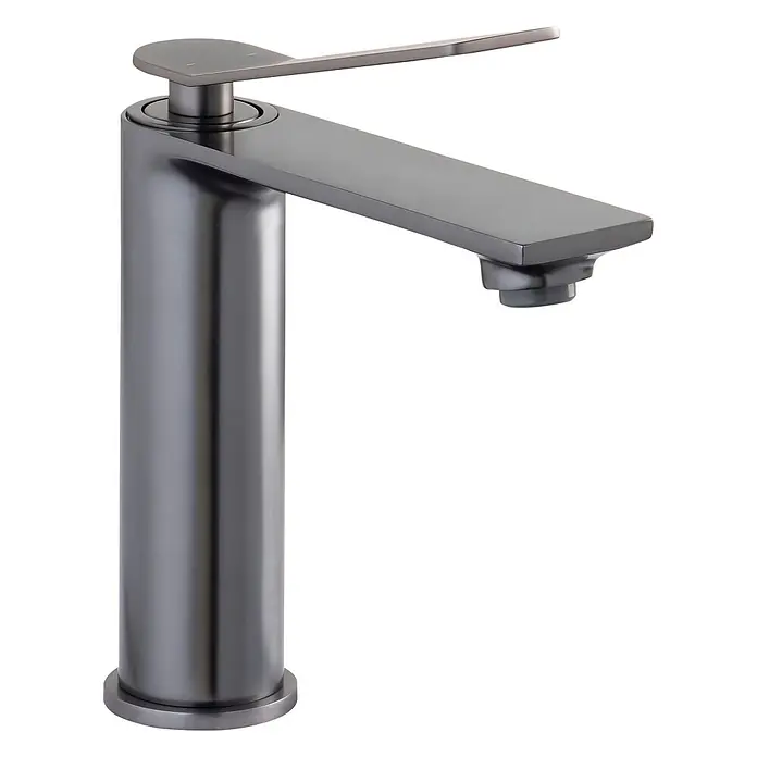 SCHÖNER WOHNEN-Kollektion Waschtischarmatur Viola Auslaufhöhe 13,5 cm Industrial - Industrial, Seidenmatt - Moderner, dunkelgrauer Einhebelmischer mit schlankem, flachem Auslauf und zylindrischem Körper.