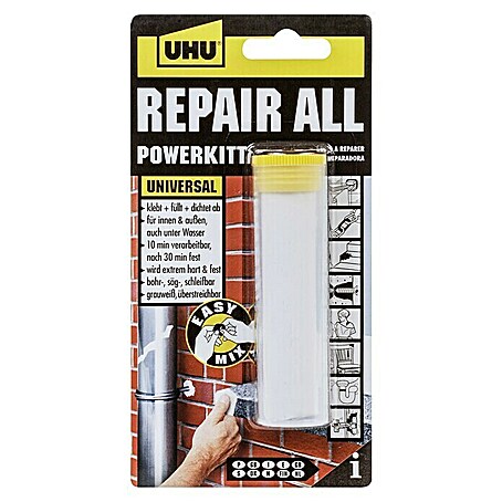 UHU Repair All Powerkitt (1 Stk., 60 g, Grau/Weiß, -30 °C - 125 °C)