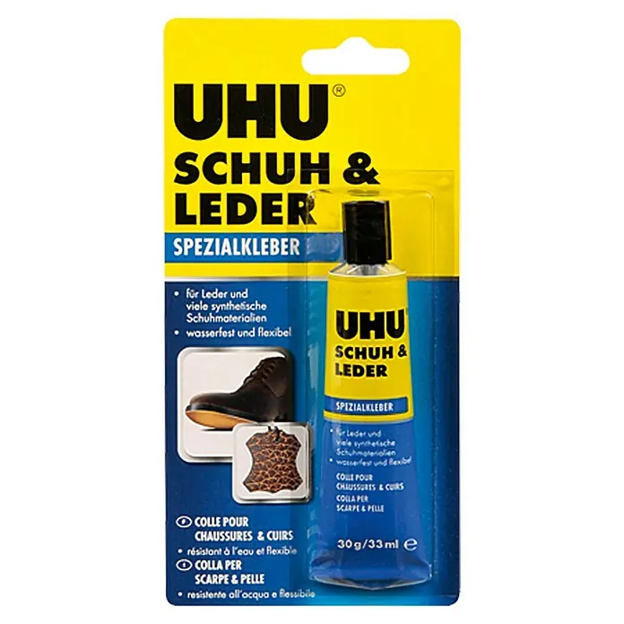 UHU Spezialkleber Schuh-Leder - 30 g - UHU Schuh & Leder Spezialkleber: Ideal für Leder und viele synthetische Schuhmaterialien, wasserfest und flexibel.