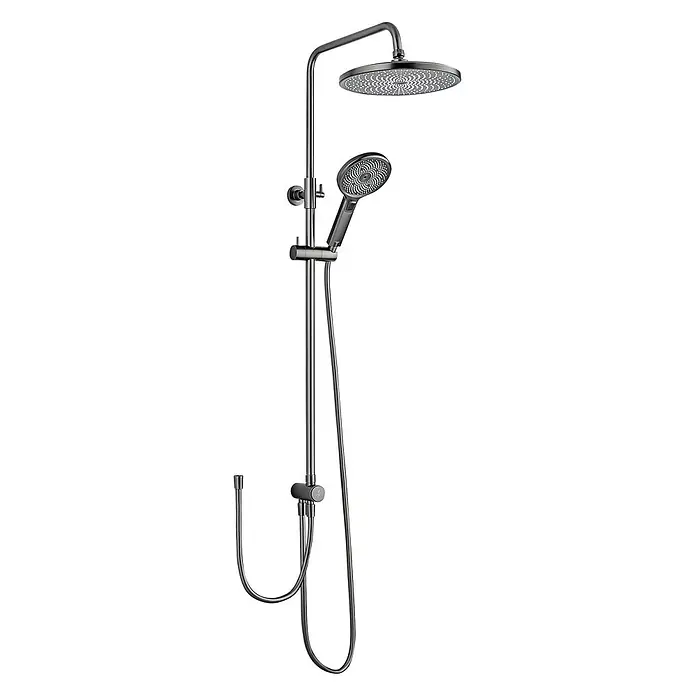 SCHÖNER WOHNEN-Kollektion Duschsystem Biella Wassersparend Industrial - Anzahl Strahlarten: 3 Stk., Industrial - Dunkelmetallenes Duschsystem mit großer Regenduschbrause und Handbrause.