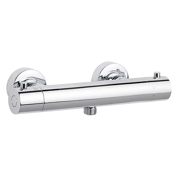 SCHÖNER WOHNEN-Kollektion Brausegarnitur Duschthermostat Dicu Eco-Stop Chrom - Chrom - Verchromte Thermostat-Duscharmatur mit zwei Drehknöpfen und Temperaturanzeigen.