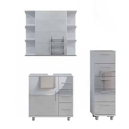 Badmöbel-Set Ilias 60 cm Weiß Hochglanz Art.-Nr. 40220