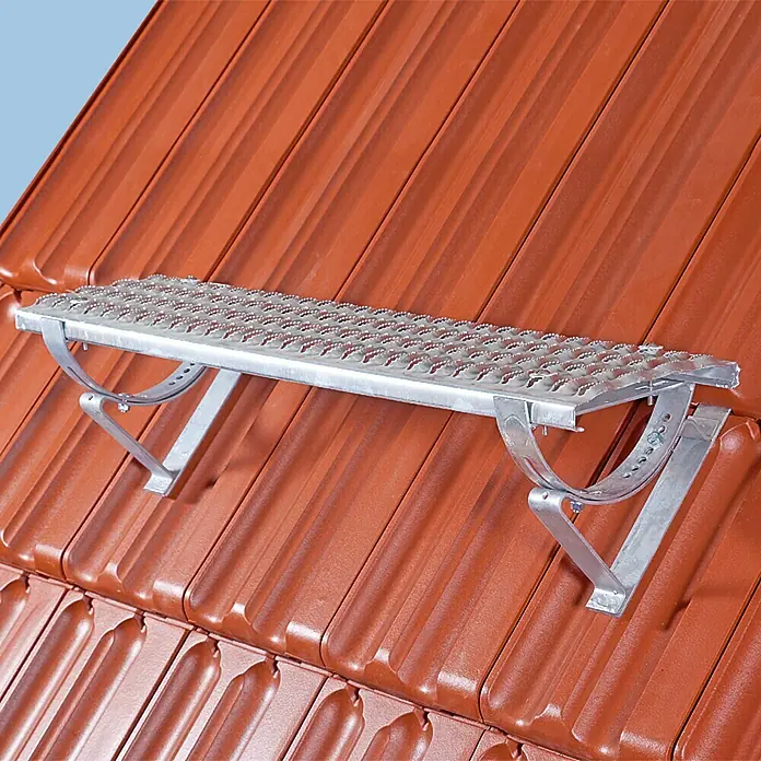 Sarei Laufroststütze - 40 x 15 cm, Stahl - Dachleiter-Tritt auf einem Ziegeldach befestigt, bietet eine sichere Oberfläche für Arbeiten in der Höhe.