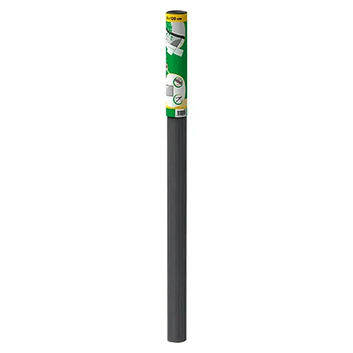 Easy Life Kellerschacht-Schutzgitter - 120 x 60 cm - Ein Rolle schwarzes Gittergewebe, verpackt mit einer farbenfrohen Banderole, die Produktinformationen und Designelemente zeigt.