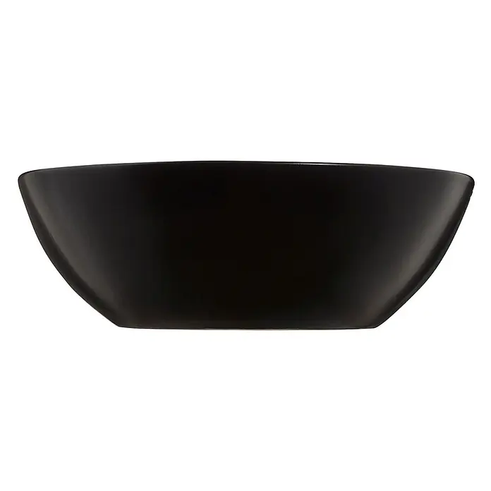 SCHÖNER WOHNEN-Kollektion Aufsatzwaschbecken Sati 60 cm x 42 cm Mattschwarz - Ohne Spezialglasur, Hahnloch: Ohne, Mit Überlauf, Mattschwarz - Schwarze, sich verjüngende Schale zum Servieren oder zur Dekoration.