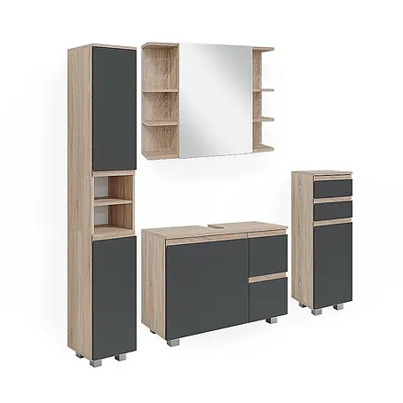 Vicco Badmöbel-Set J-Shape, Sonoma 80 cm