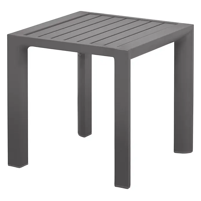 Kai Wiechmann Garten-Beistelltisch - Quadratisch, Taupe - Dunkelgrauer quadratischer Beistelltisch mit Lattenplatte und dicken Beinen.