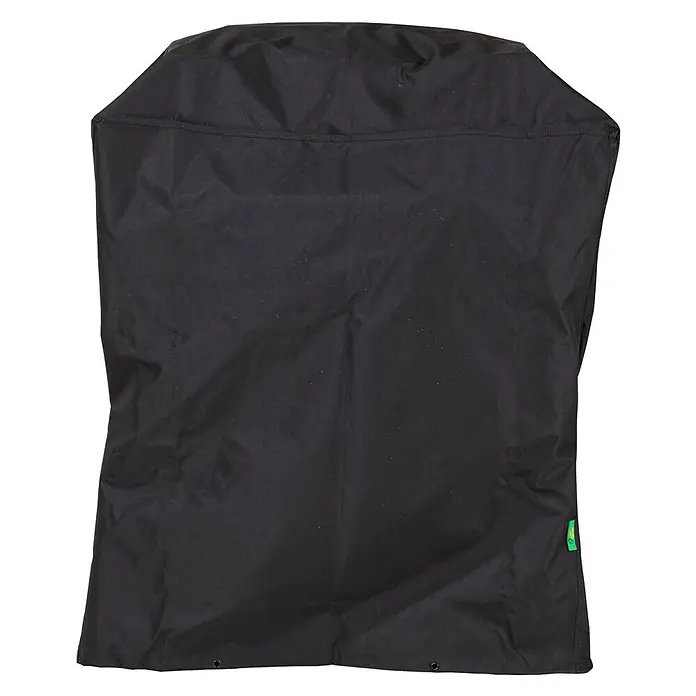 Mehr Garten Grill-Schutzhülle - Passend für: Gasgrill, Polyester (PES), Schwarz - Schwarze Grillabdeckung aus Stoff mit Falten und kleinem grünen Etikett, für Außenschutz.