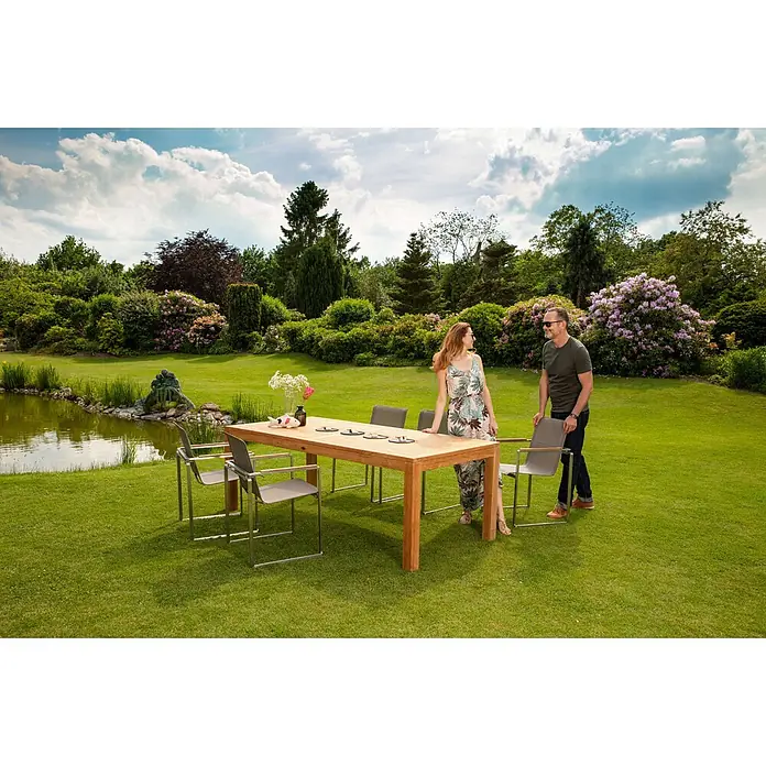 Teak Gartentisch 180 x 90 cm Massivholz modern edel und wetterfest online kaufen bei BAUHAUS