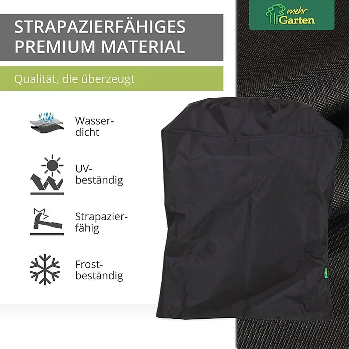 Mehr Garten Grill-Schutzhülle - Passend für: Gasgrill, Polyester (PES), Schwarz - Schwarze, strapazierfähige Schutzhülle aus Premium-Material, wasserdicht, UV- und frostbeständig.