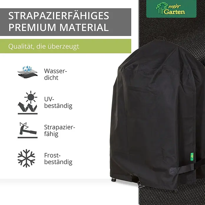 Mehr Garten Grill-Schutzhülle - Passend für: Keramikgrill, Polyester (PES), Schwarz - Schwarze strapazierfähige Premium-Schutzhülle, wasserdicht, UV-beständig und frostsicher.