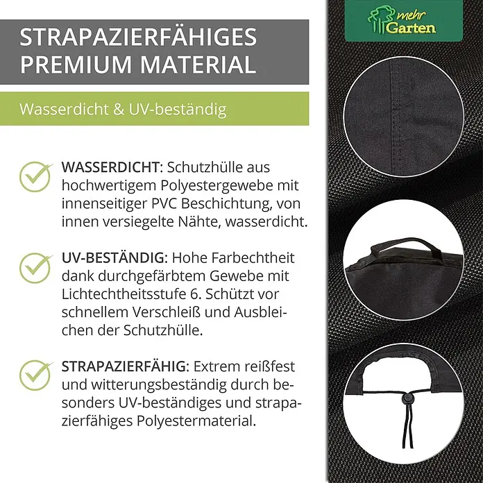 Mehr Garten Grill-Schutzhülle - Passend für: Keramikgrill, Polyester (PES), Schwarz - Schwarze Schutzhülle aus strapazierfähigem Premium-Material, wasserdicht und UV-beständig.