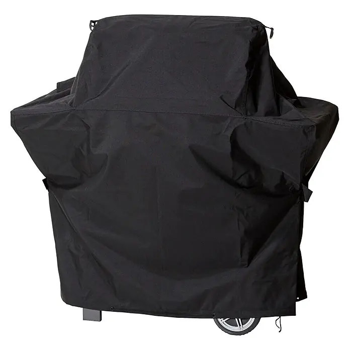 Mehr Garten Grill-Schutzhülle Premium 152(B)x62(T)x117 - H - Schwarze Stoff-Grillabdeckung, entworfen zum Schutz von Außengrills vor Witterung.