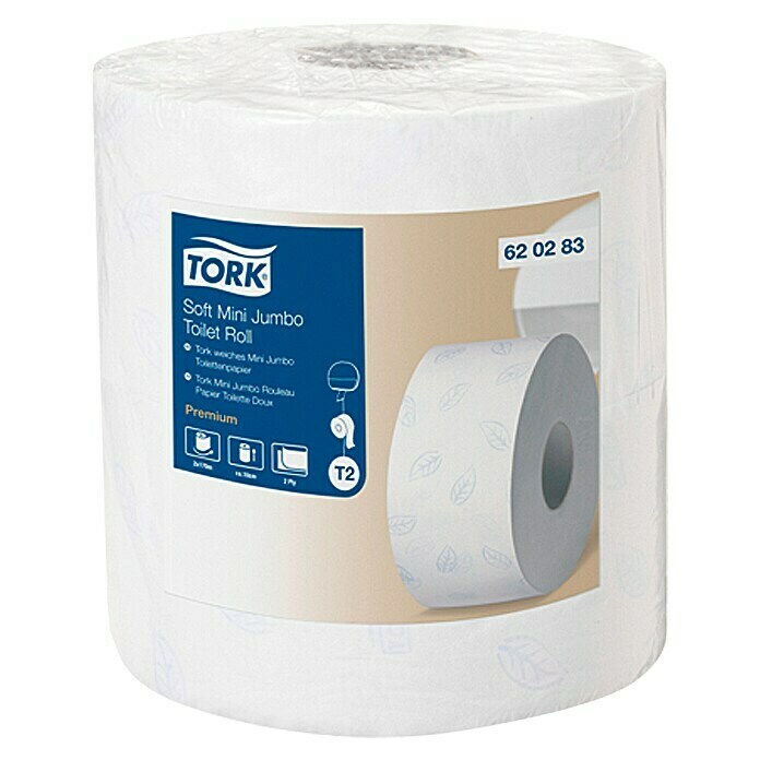 Tork Premium Toilettenpapier Mini Jumbo T22 Rollen, Anzahl Lagen: 2 Stk., 170 m x 10 cm Front View