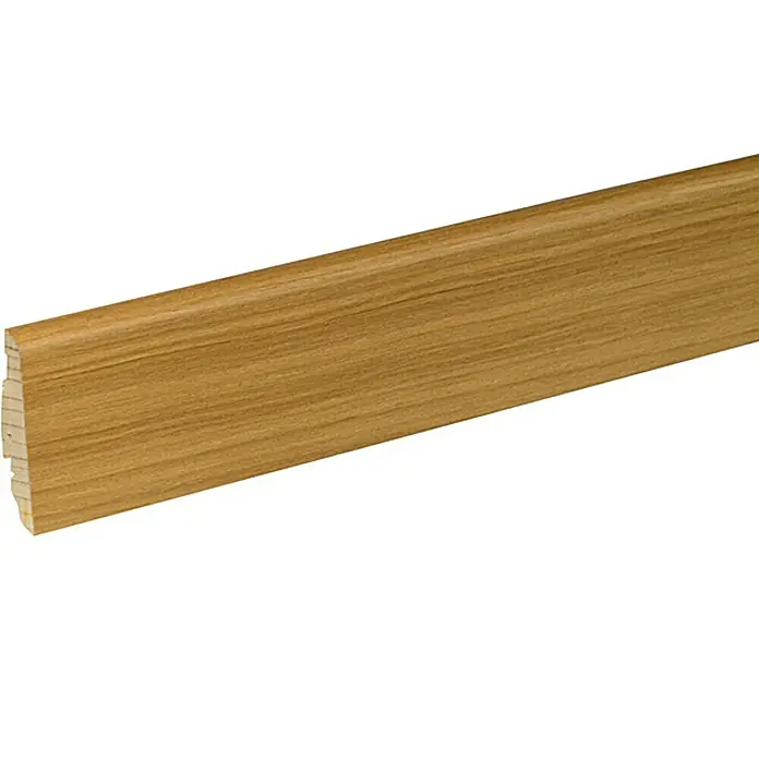 Profiles and more Sockelleiste SU60L Eiche Esprit - 250 cm x 19 mm x 58 mm, Fichte, Eiche - Ein braunes Laminat-Abschlussprofil für einen sauberen Übergang zwischen Laminat und Wand. Perfekt für Bodenrenovierungen.