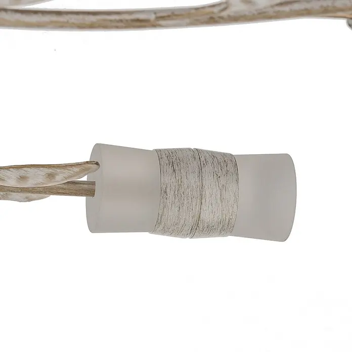 Lindby LED Deckenlampe in messing, weiß, Deckenleuchte -  - Milchglasähnlicher Zylinder mit strukturiertem, hellem Wickel und eingesetztem dekorativem hellem Holzast.