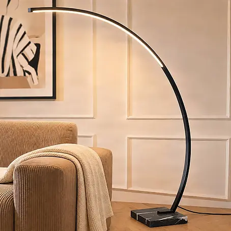 Lindby LED Stehlampe in schwarz, Bogenlampe Wohnzimmer