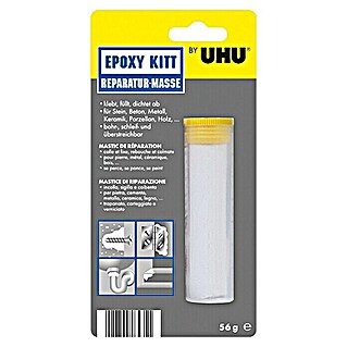 UHU Reparaturmasse Epoxy Kitt (56 g, Stick, Grau/Weiß)
