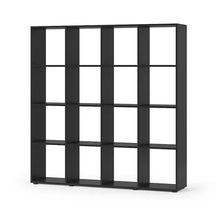 Vicco Raumteiler Karree, stehendes Bücherregal, Schwarz, 138.5 x 142.5 cm -  - Schwarzes modulares Regal mit sechzehn offenen Fächern, ideal zur Aufbewahrung und Präsentation.